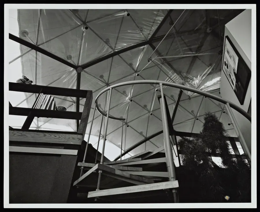 The spiral stair and the ribs of the frame